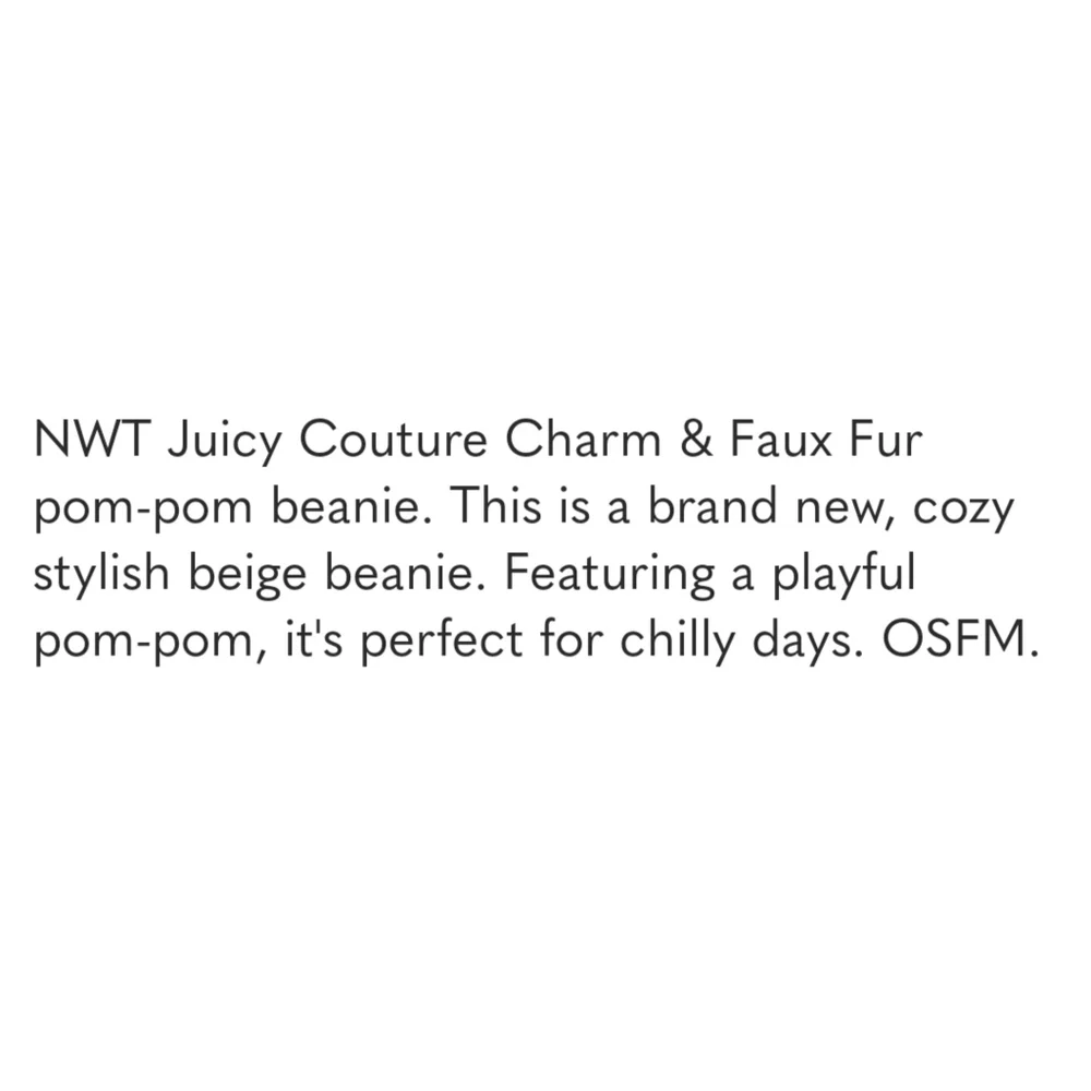 Juicy Couture Beige Charm Faux Fur Pom-Pom Beanie
